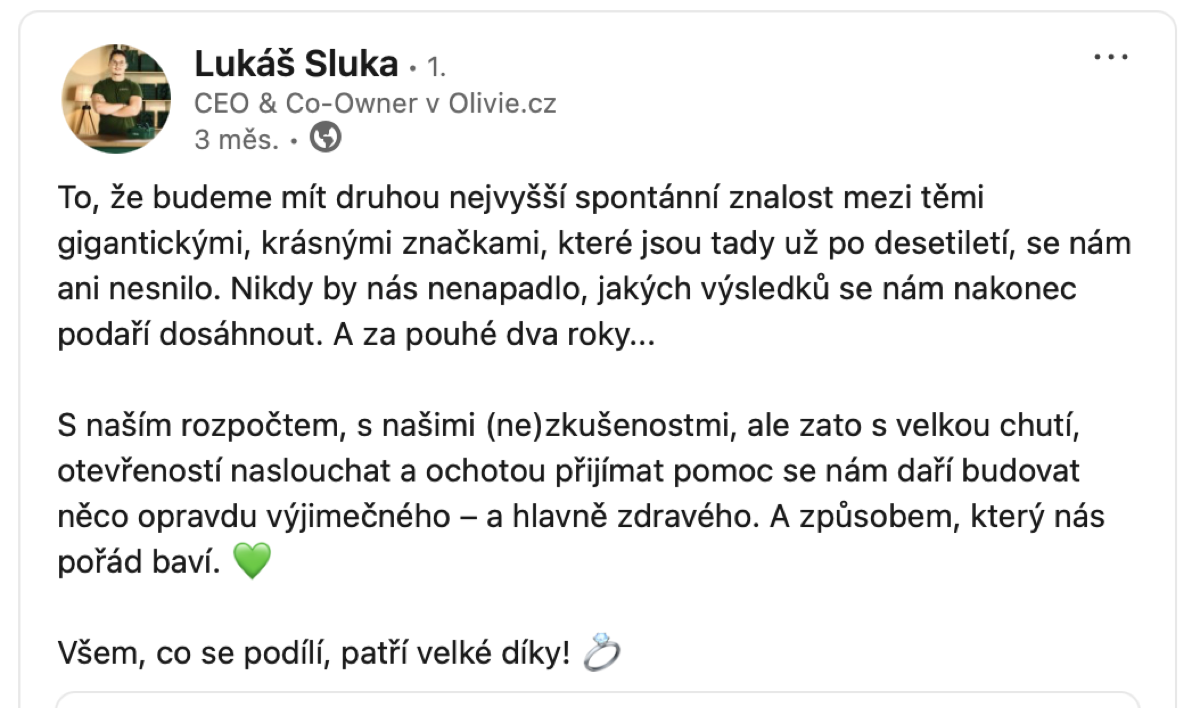 LinkedIn post Lukáš Sluka 2